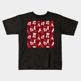 Christmas westies red pattern Kids T-Shirt